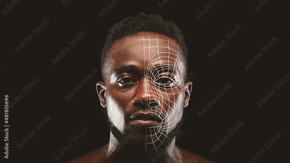 Un visage soumis à un scan de reconnaissance faciale