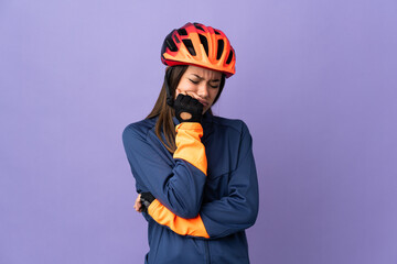 Teenager cyclist girl having doubts - obrazy, fototapety, plakaty