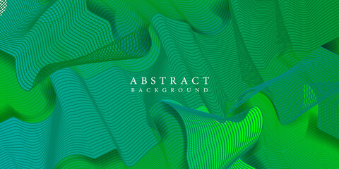 Green abstract background with gradient color geometric shapes wave lines for presentation design