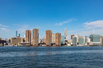 Naklejka premium panorama of New York with river Hudson and UN building.
