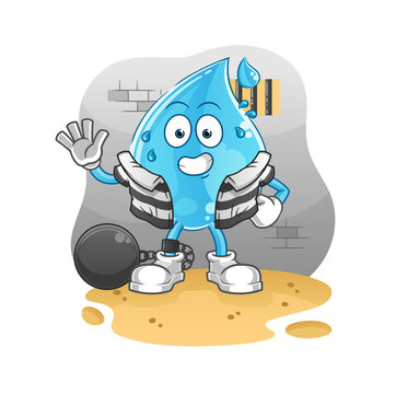 water drop cartoon character in jail clip art preview