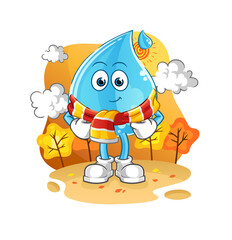 water drop in the autumn. cartoon mascot vector