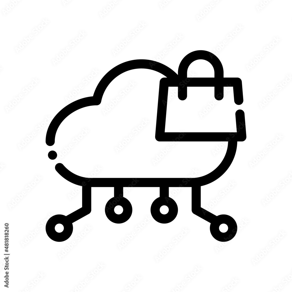 Poster cloud computing cloud service shopping bag ecommerce icon