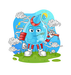 water drop samurai cartoon. cartoon mascot vector