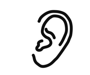 Human ear on a white background. Sketch. Vector illustration.