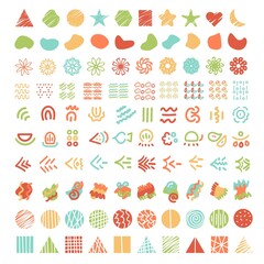 100 Summer Shape Elements colorful set pack bundle