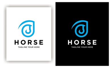Vector linear icons and logo design elements - horse vector. on a black and white background.