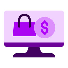 screen monitor display shopping bag money market ecommerce icon