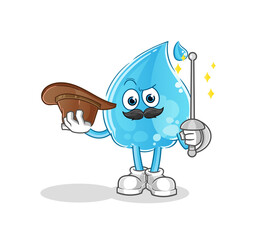 water drop fencer character. cartoon mascot vector