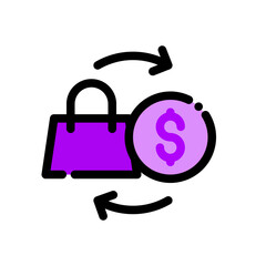 shopping bag money cash trade exchange transaction ecommerce icon