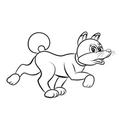 In the animal world, fox. Black and white image, coloring.