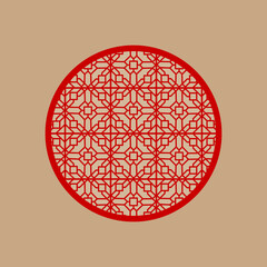 Chinese traditional window. Hand-drawing of a Chinese window with traditional elements. Vector. Illustration for a card, poster, banner, label, print.