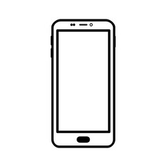 The mobile phone icon outlines. The symbolic designation of the silhouette of a smartphone is a modern multifunctional device. Vector illustration isolated on a white background for design and web.