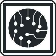 Modern mobile and computer microchip icon vector, CPU icon, Central processing unit, computer processor, chip symbol in circle. Abstract technology logo