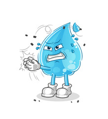 water drop swat fly character. cartoon mascot vector