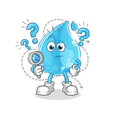 water drop searching illustration. character vector