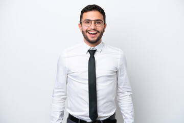 Business Brazilian man isolated on white background with surprise facial expression