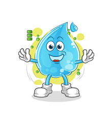 water drop full battery character. cartoon mascot vector