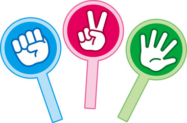 じゃんけんの手のマークの札イラスト