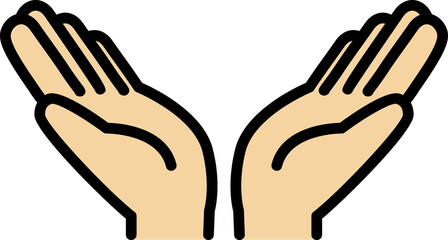 下から支える、そえる手のマークイラスト