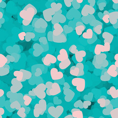 Fototapeta na wymiar Teal and pink hearts seamless pattern