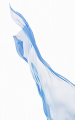 Blue silk clothes flying with white background, 3d rendering.