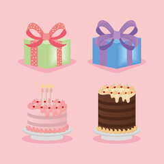 birthday cakes and gifts