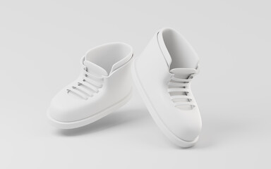 A pair of casual shoes with white background, 3d rendering.
