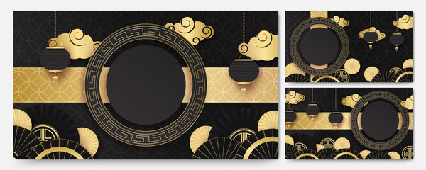 Obraz na płótnie Canvas festive new year black gold chinese design background