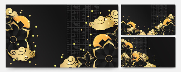 festive new year black gold chinese design background