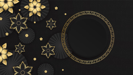 festive new year black gold chinese design background