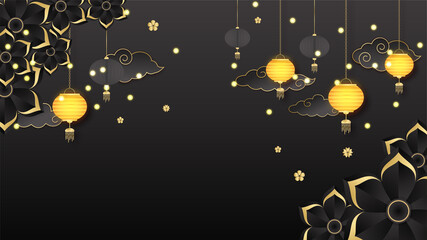 festive new year black gold chinese design background