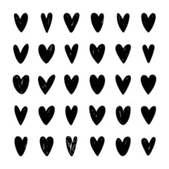 Set of hand drawn hearts. Valentine's day. Vector illustration. - 481824834