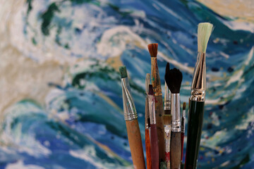 A set of brushes for painting 