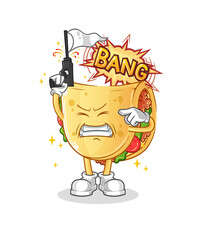 taco warning shot mascot. cartoon vector