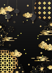 festive new year black gold chinese design background