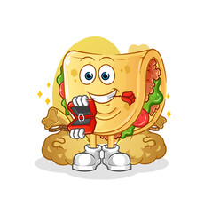 taco propose with ring. cartoon mascot vector