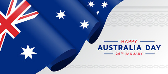 Happy Australia day with Australia flag waving on Australian texture background vector design