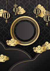 festive new year black gold chinese design background