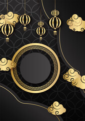 festive new year black gold chinese design background