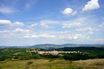 Landscape in Molise near Macchiagodena and Frosolone. View of Sant Elena Sannita