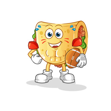 recommend clip art: taco playing rugby character. cartoon mascot vector