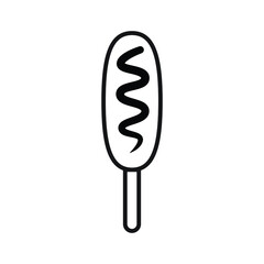 Corn dog stick vector line style icon.
