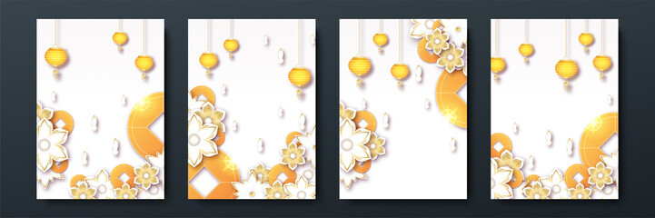 festive new year white gold chinese design background