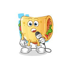 Obraz premium taco tv reporter cartoon. cartoon mascot vector