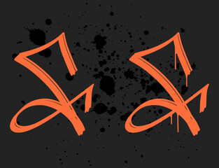 Marker Graffiti Font, handwritten Typography vector illustration letter f