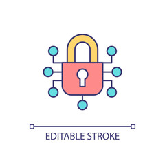 Network protection RGB color icon. Cyberspace safety. Digital information protection. Sensitive data. Isolated vector illustration. Simple filled line drawing. Editable stroke. Arial font used