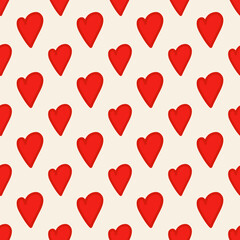 Doodle hearts seamless pattern. Vector illustration.