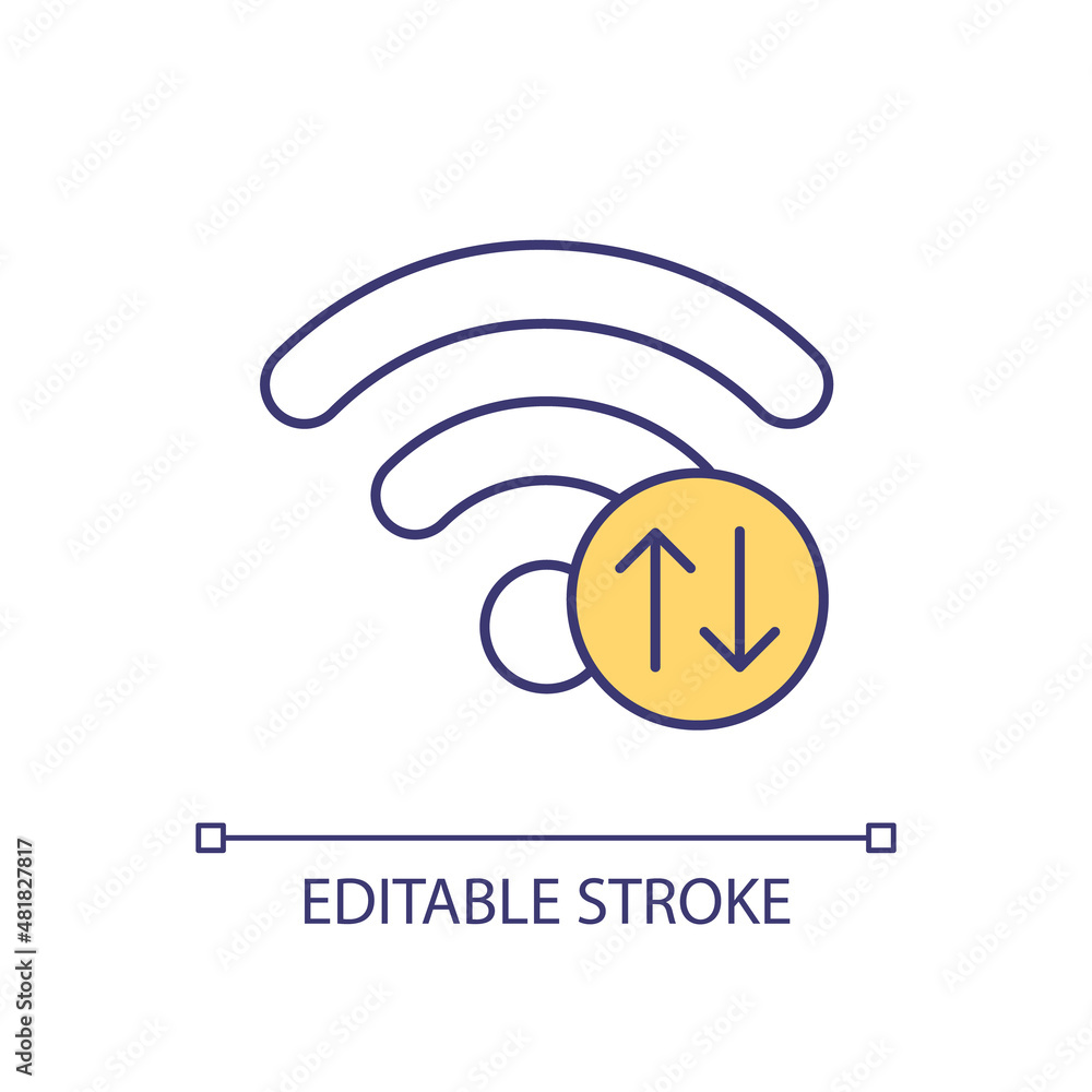 Poster wireless network rgb color icon. data transfer. access to internet. digital traffic safety. isolated