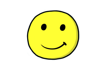 Gelbes Gesicht als rundes Emoticon beim Lächeln